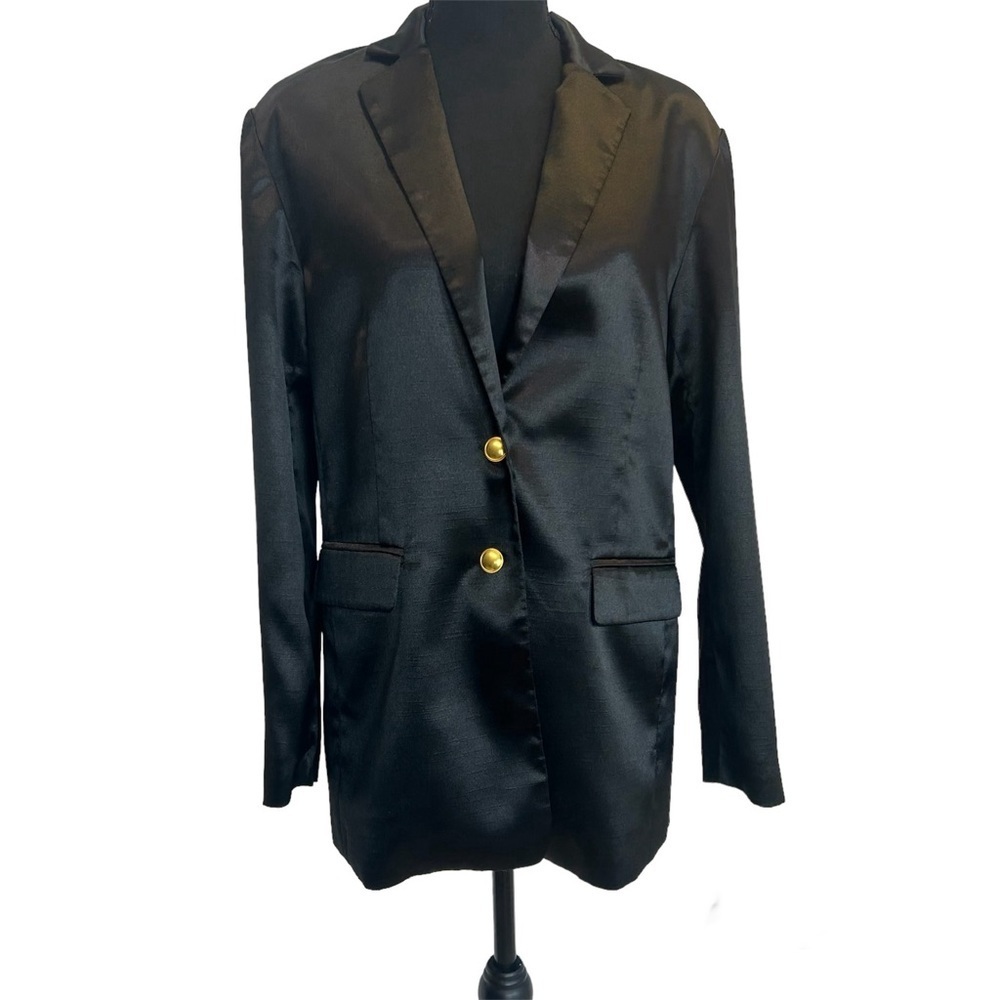 French connection black Adaline textured satin blazer Sz 6 NWT
